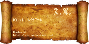 Kupi Márk névjegykártya